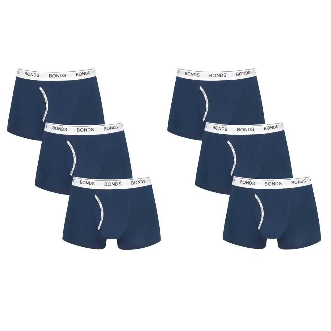 6 x Mens Bonds Guyfront Trunks Underwear Undies Navy/White