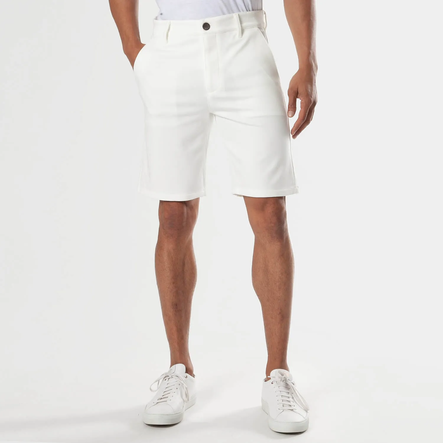 9" Ivory Comfort Knit Chino Shorts