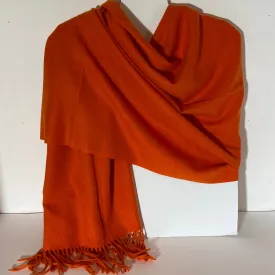 Adele - Cashmere Wool Blend Scarf - Orange