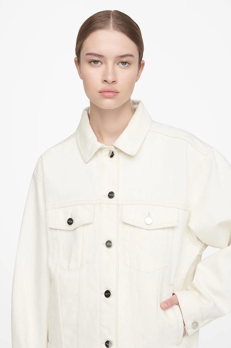 Anine Bing - Rory Denim Jacket in Ecru White