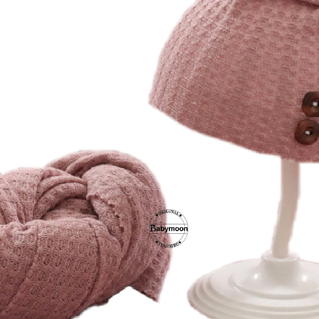 Babymoon Stretchable Baby Wrap & Knotty Cap New Born Photography Photohoot Prop-Pink