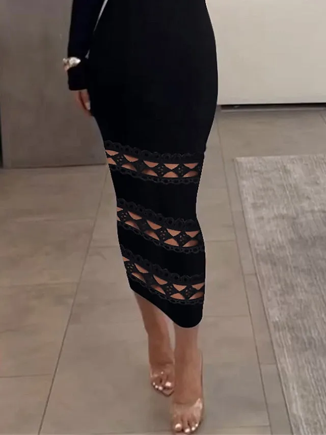 Black Bodycon Off The Shoulder Midi Cocktail Dress