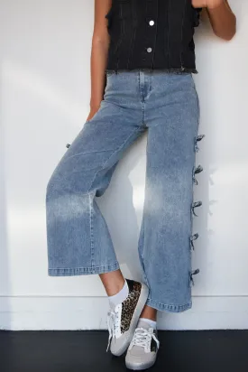 Bow Detail Wide Leg Denim