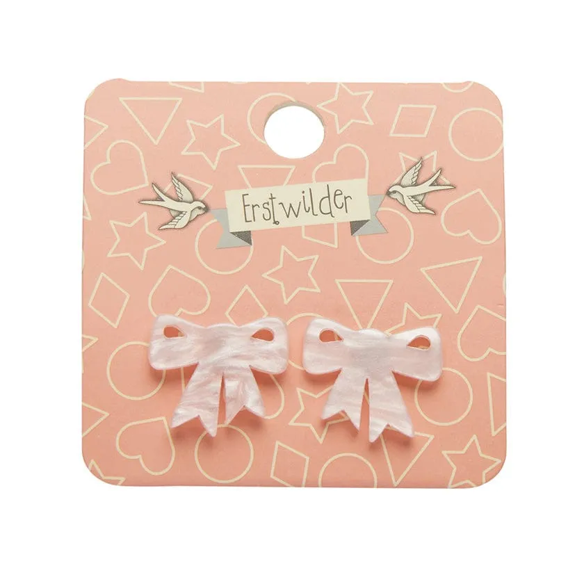 Bow Ripple Resin Stud Earrings - Pink