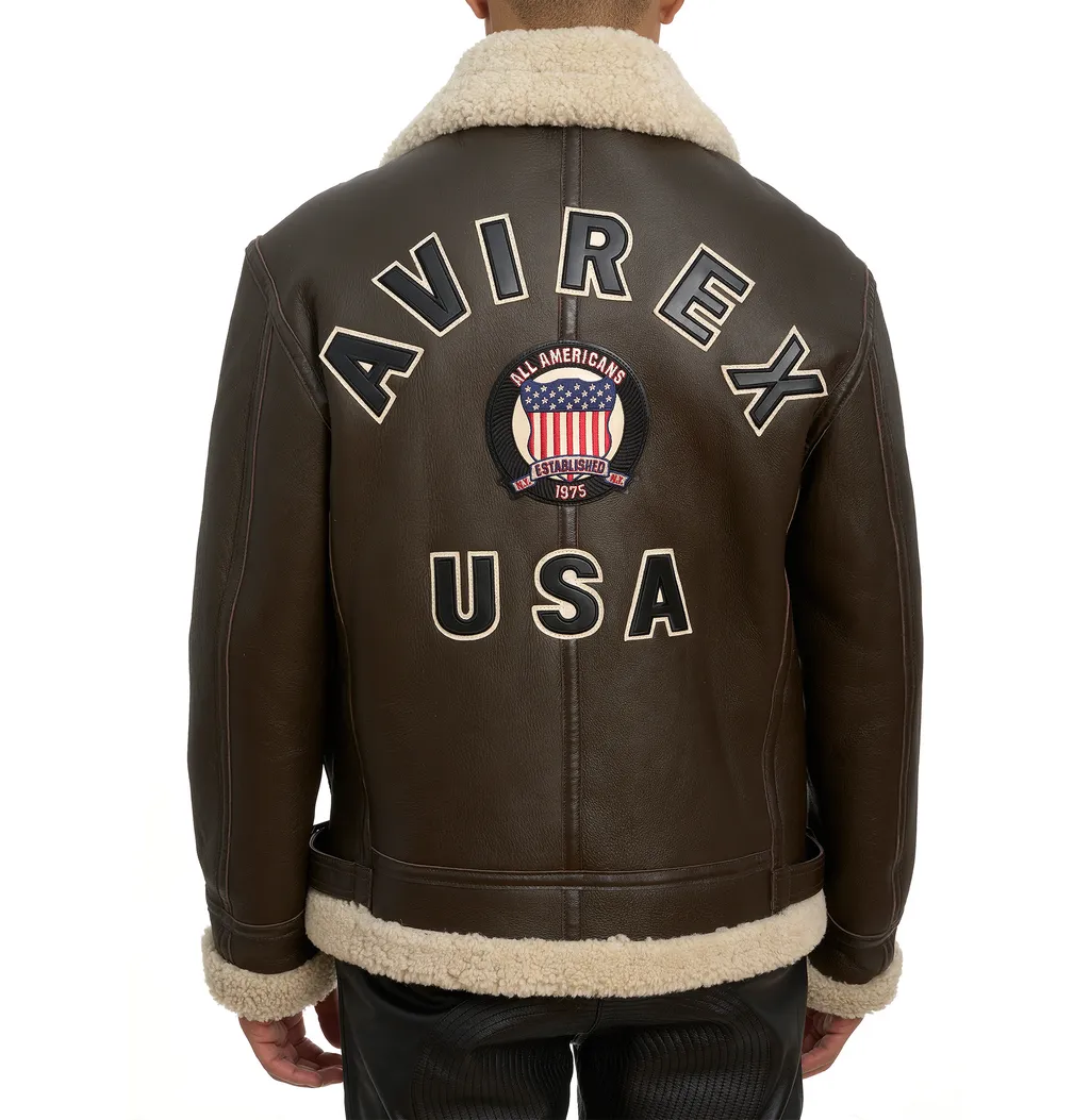 Buy Best Original Winter Avirex B3 Shearling Choclate Leather Jackets For Sale