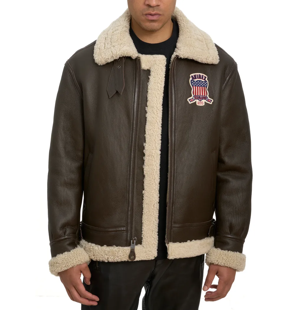 Buy Best Original Winter Avirex B3 Shearling Choclate Leather Jackets For Sale