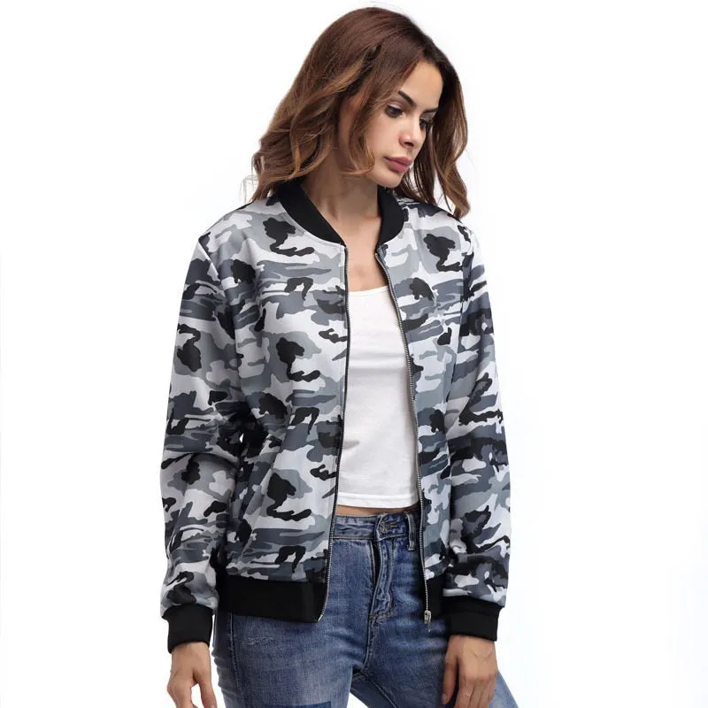 Camouflage Bomber Long Sleeve Jacket