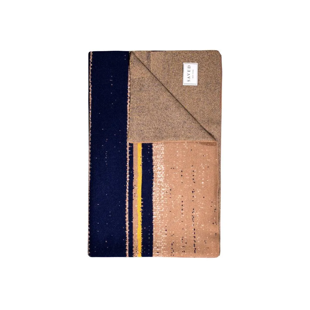 Camp Stripe Navy Cashmere Blankets by Saved NY