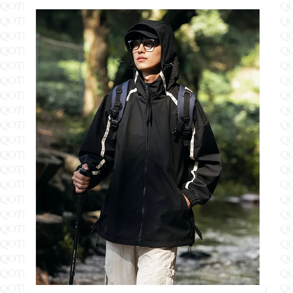 Camping Outdoor Windproof Raincoat Hooded Jacket