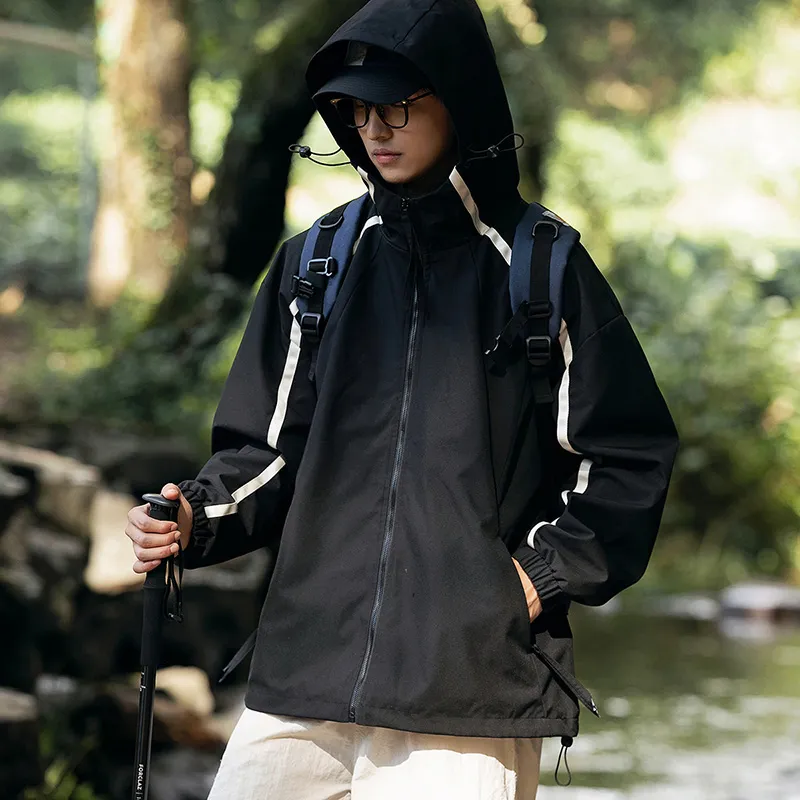 Camping Outdoor Windproof Raincoat Hooded Jacket