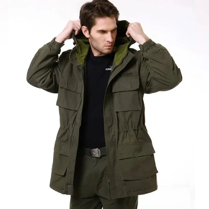 Classic M65 Jacket Men's Windbreaker Coat Multiple Pockets Pure Cotton Trench Men's Clothing Winter Fleece Jacket Coats A2F802