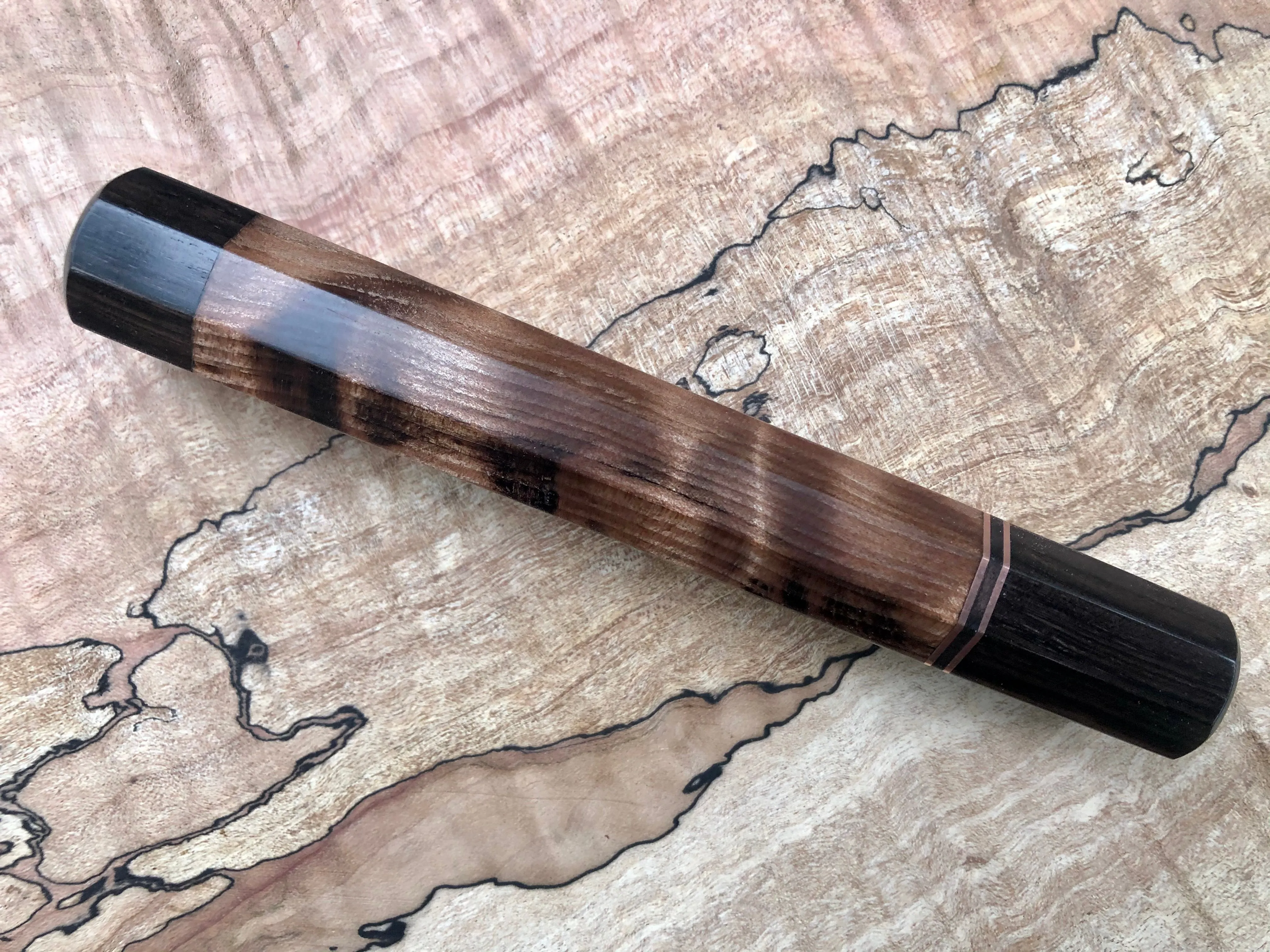 Custom Japanese Knife Handle - Curly Sequoia