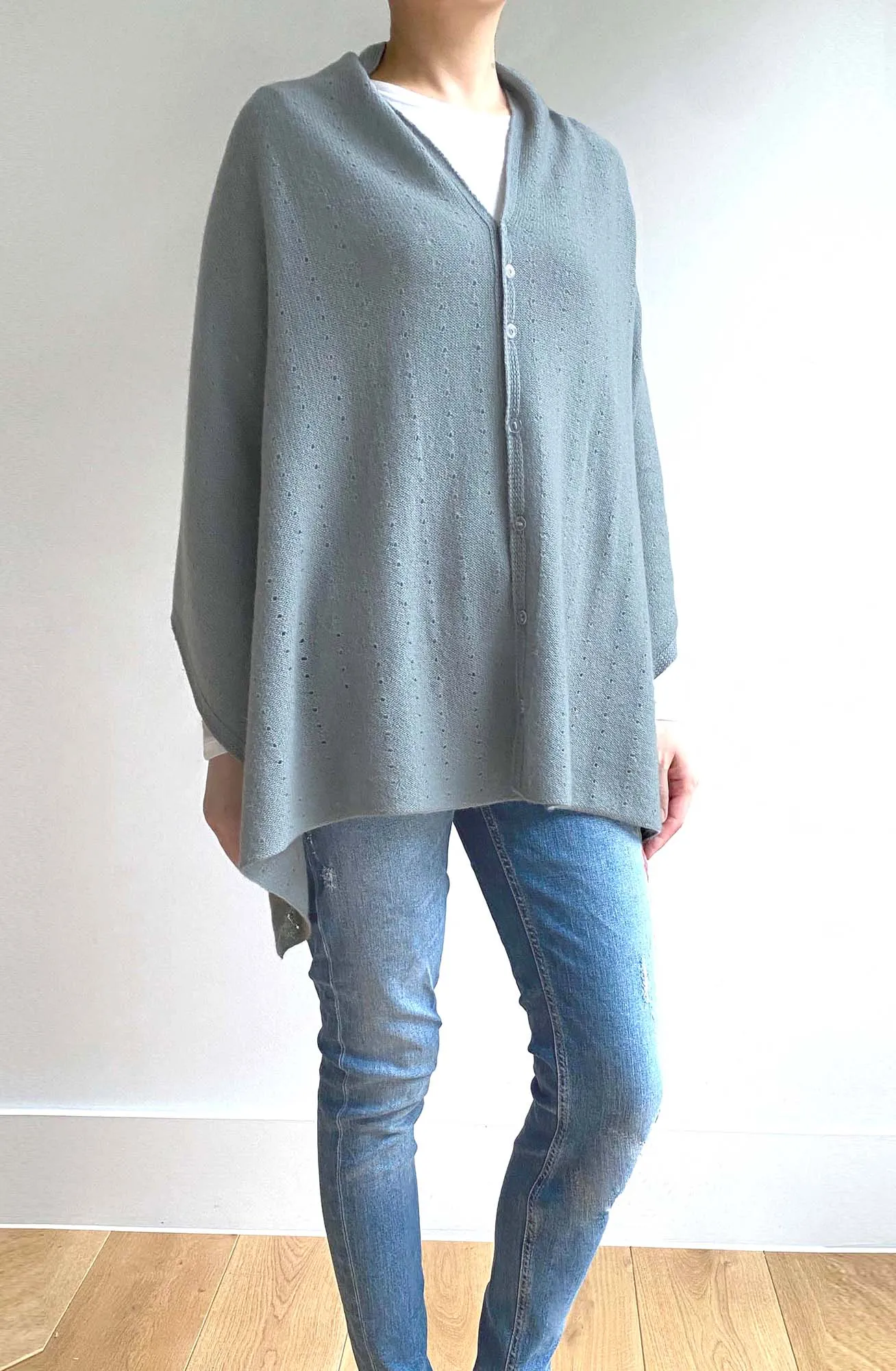 Duck egg cashmere poncho Multiway