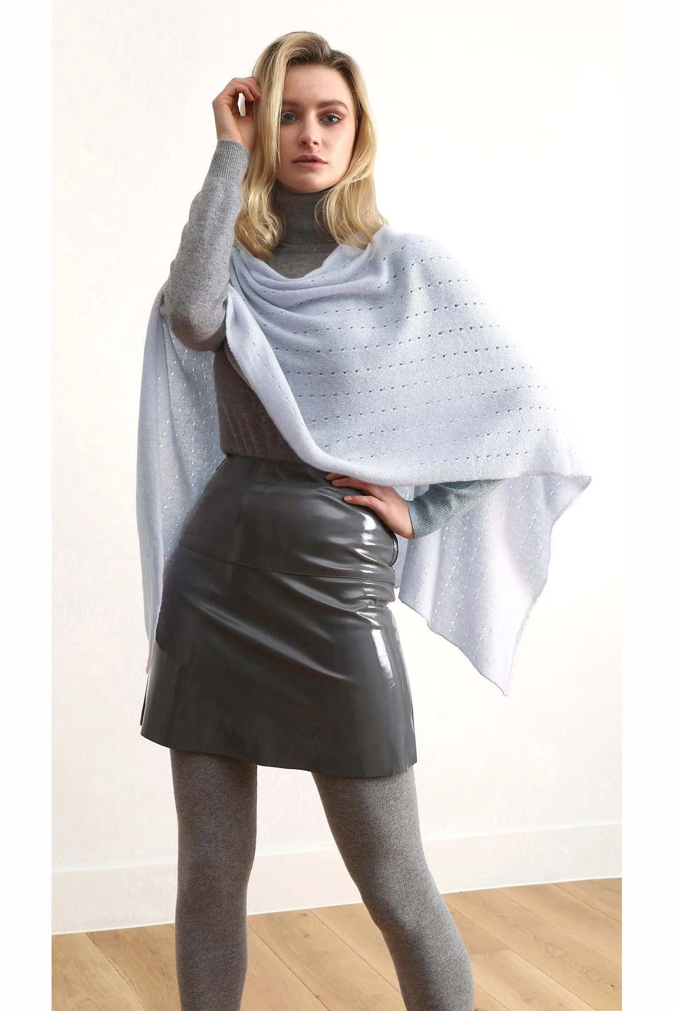 Duck egg cashmere poncho Multiway