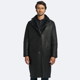 Durham Reversible Black Shearling Leather Coat For Men's