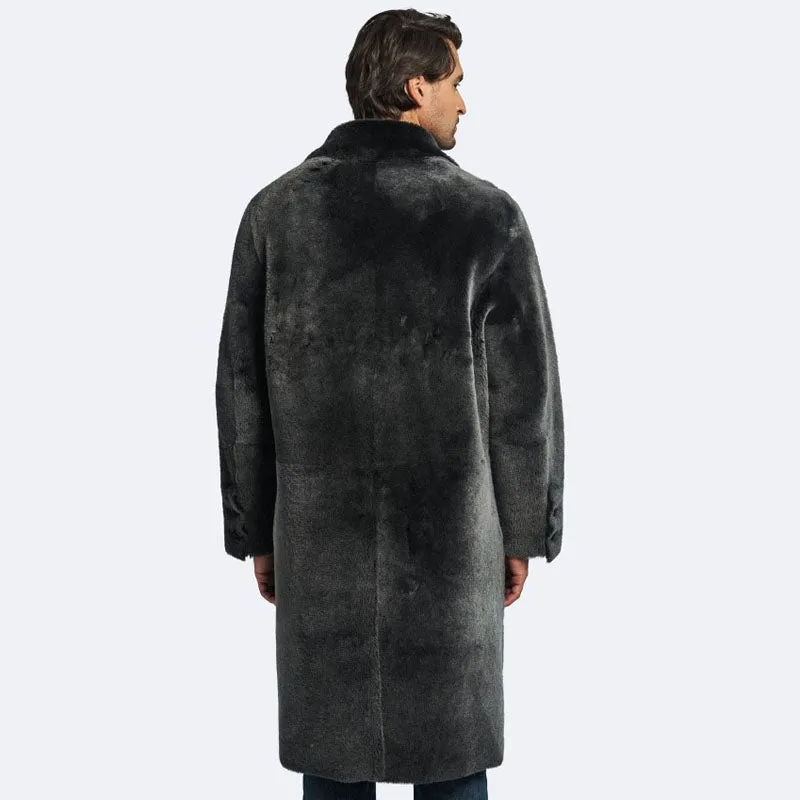 Durham Reversible Black Shearling Leather Coat For Men's