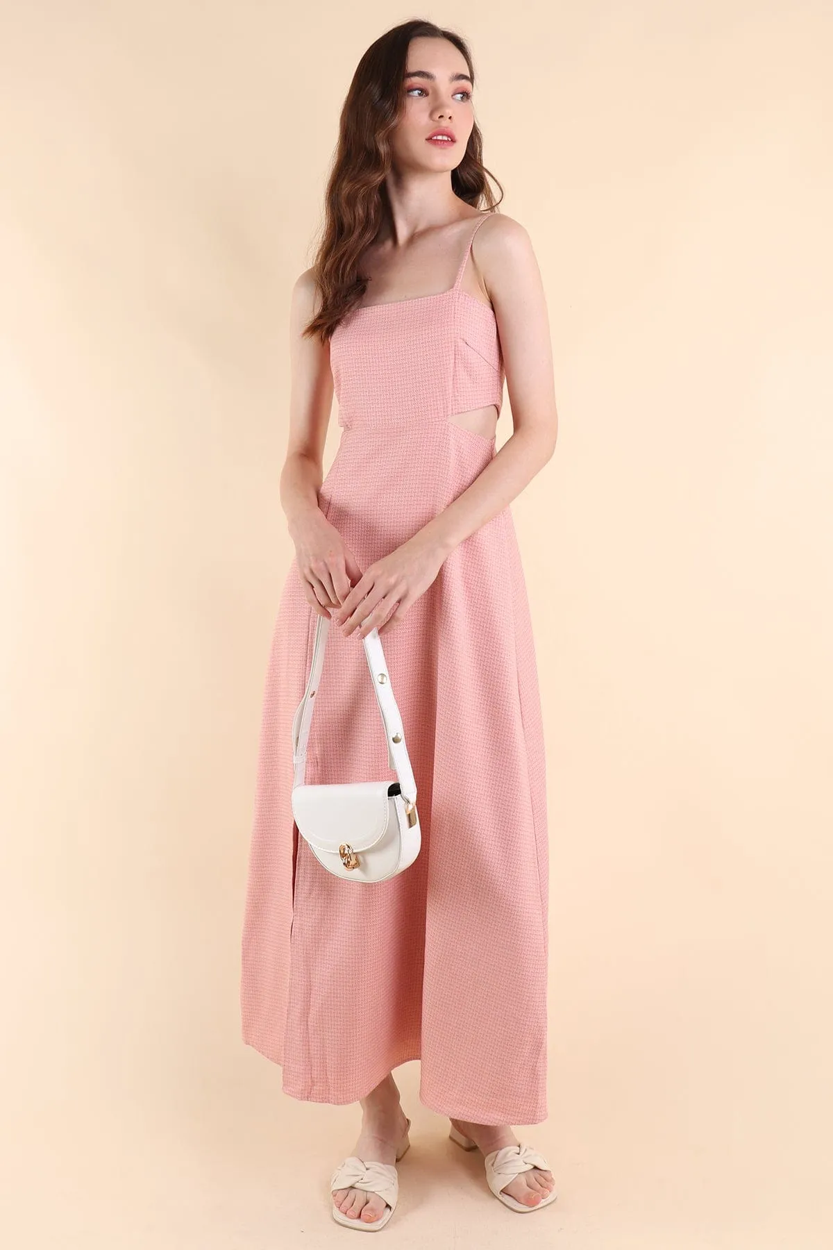 EVERLEY CUT-OUT SLIT MAXI DRESS IN PINK