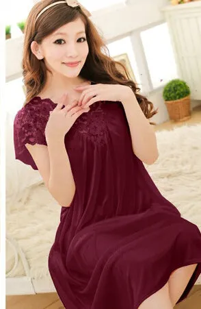 Free shipping women lace sexy nightdress girls plus size bathrobe Large size Sleepwear nightgown Y02-3