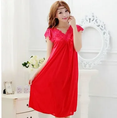 Free shipping women lace sexy nightdress girls plus size bathrobe Large size Sleepwear nightgown Y02-3