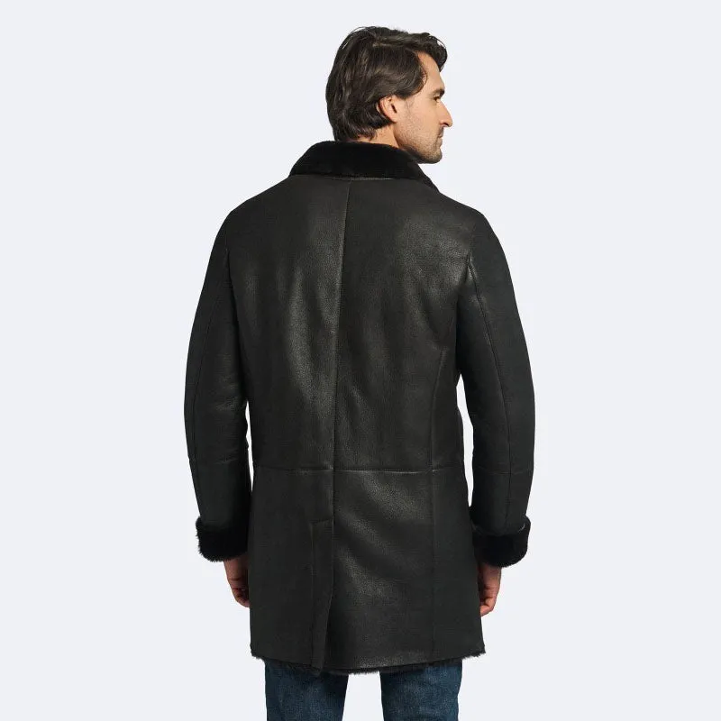 Genuine Miles Shearling Coat: Dark Oak for Men on Sale