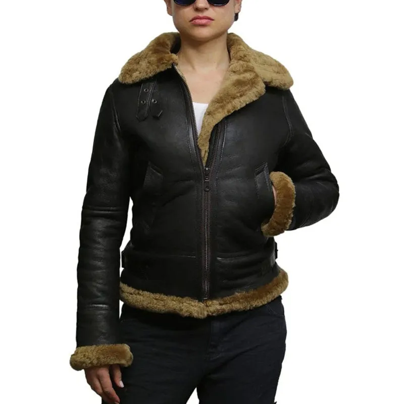 Genuine Style Of Winter B3 WW2 Aviator Flying Hooded Jacket Women