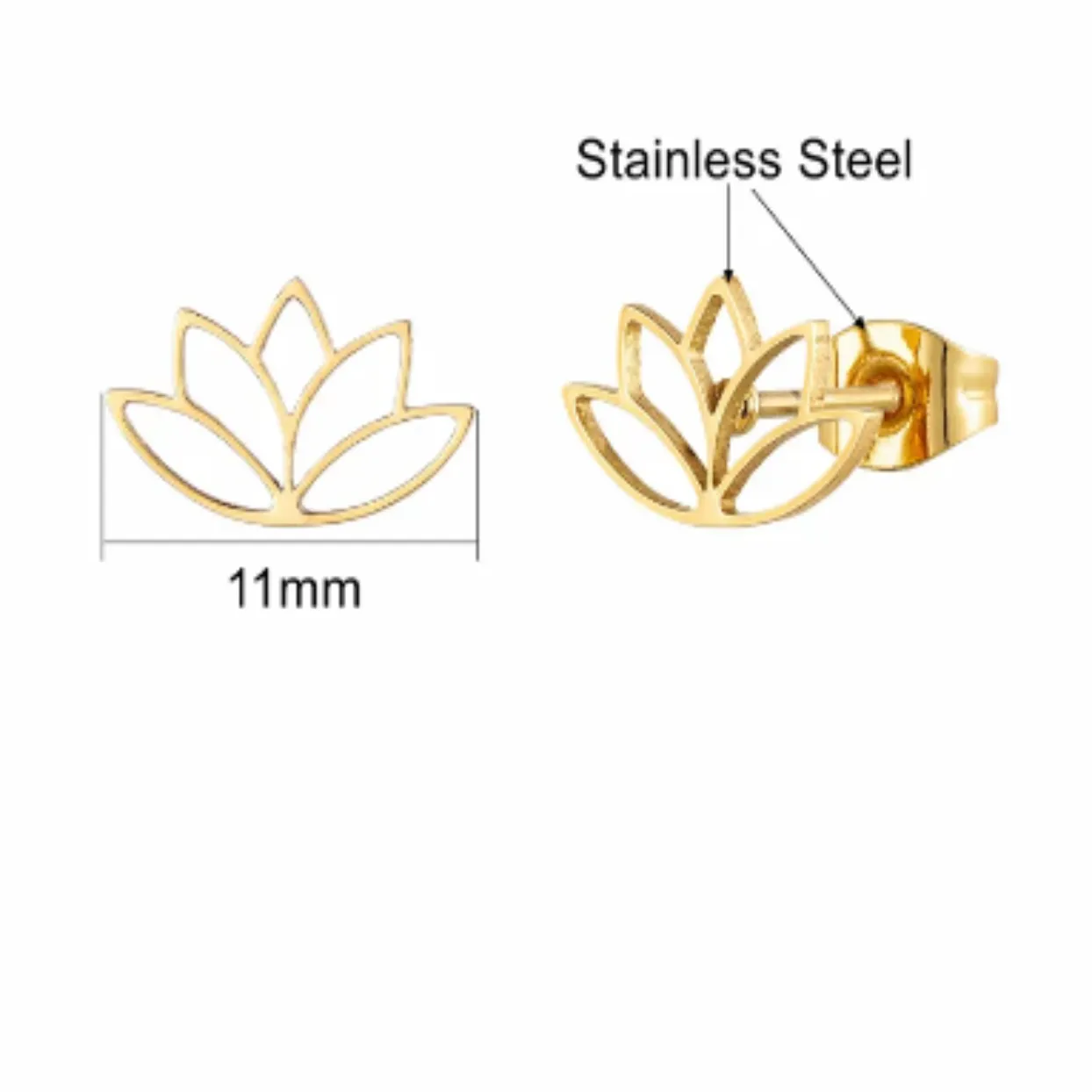 GOLD LOTUS - 18K WATERPROOF STUD EARRINGS