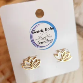 GOLD LOTUS - 18K WATERPROOF STUD EARRINGS