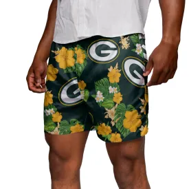 Green Bay Packers Floral Hawaiian Swimming Trunks