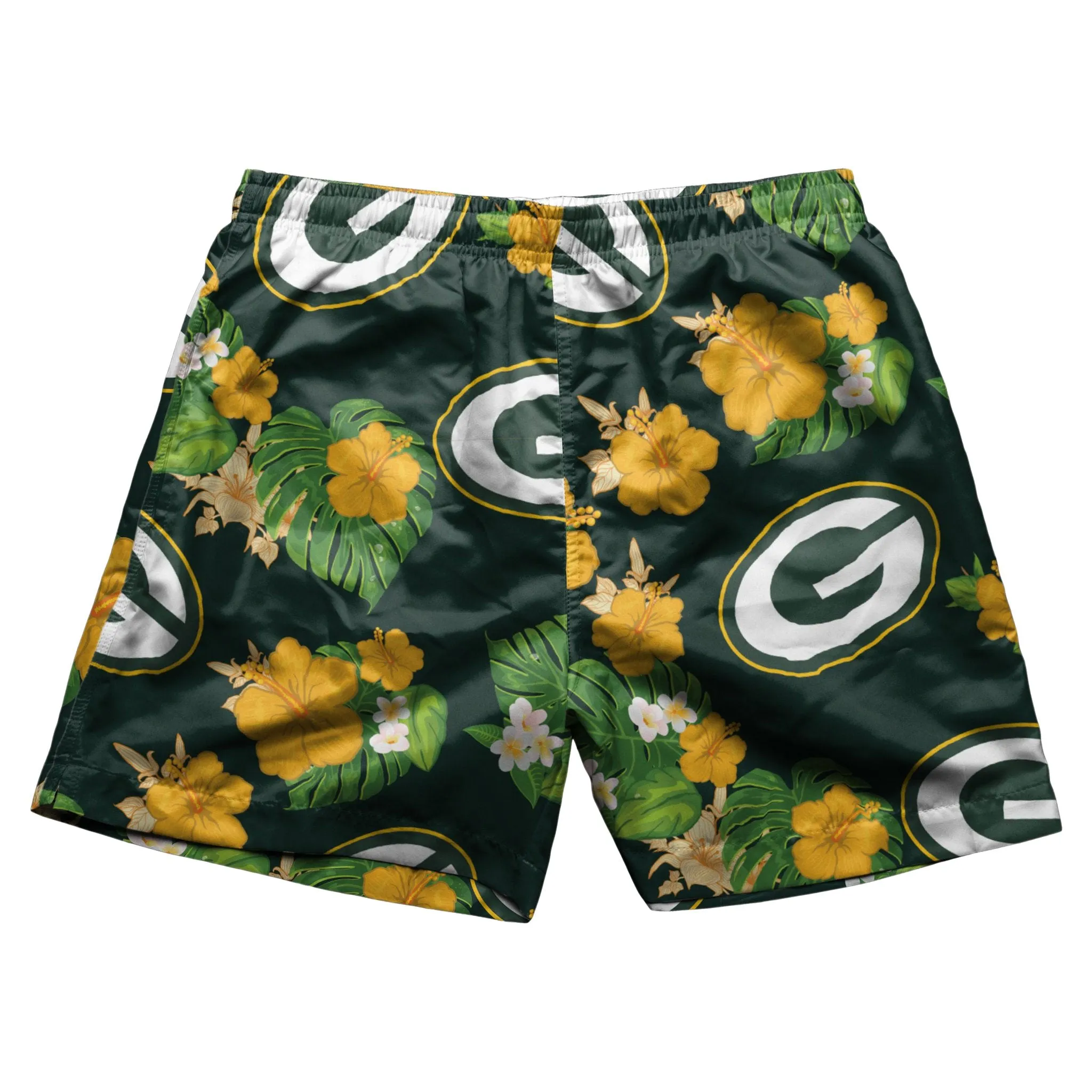 Green Bay Packers Floral Hawaiian Swimming Trunks