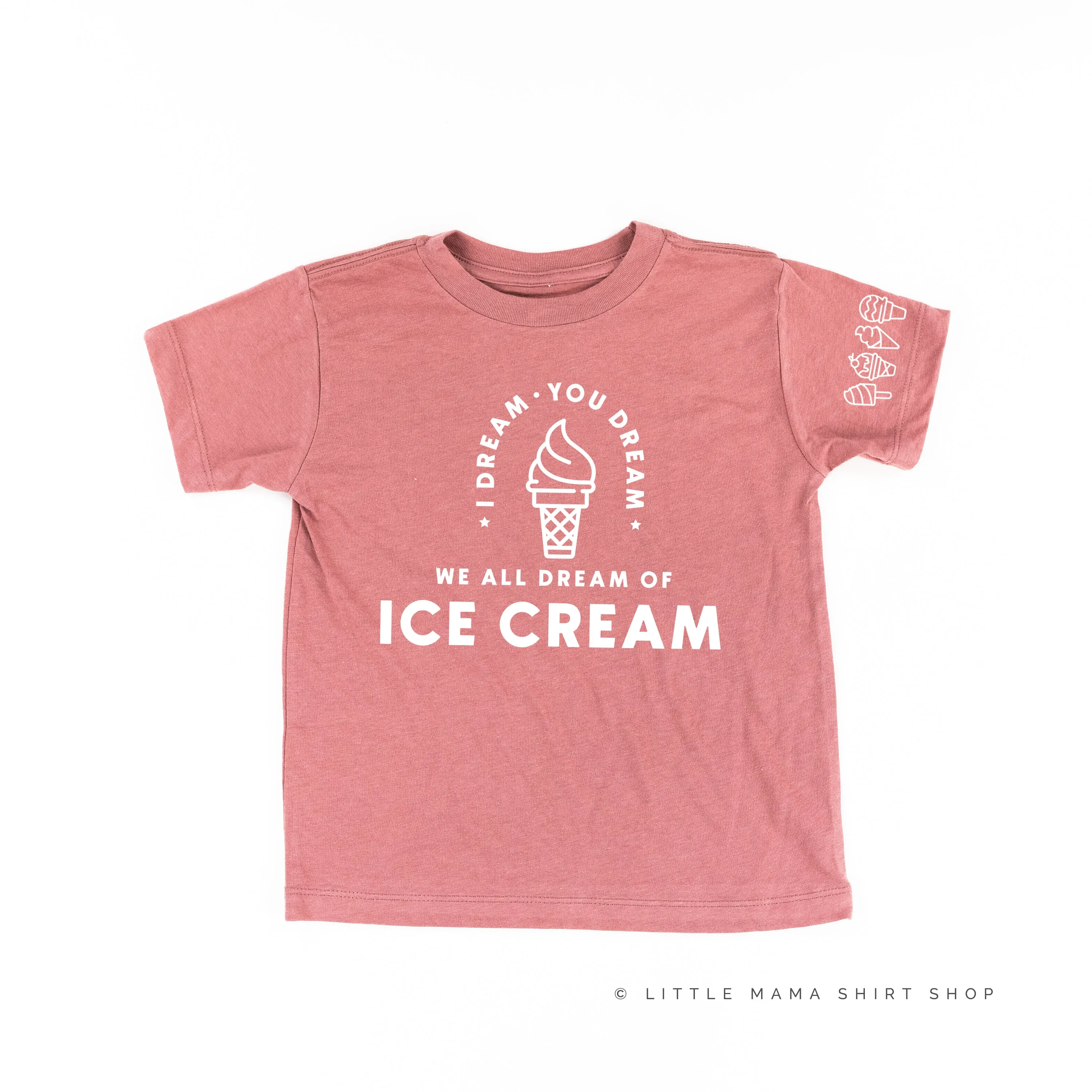 I DREAM OF ICE CREAM - Ice Cream Sleeve Detail - Short Sleeve Child Shirt