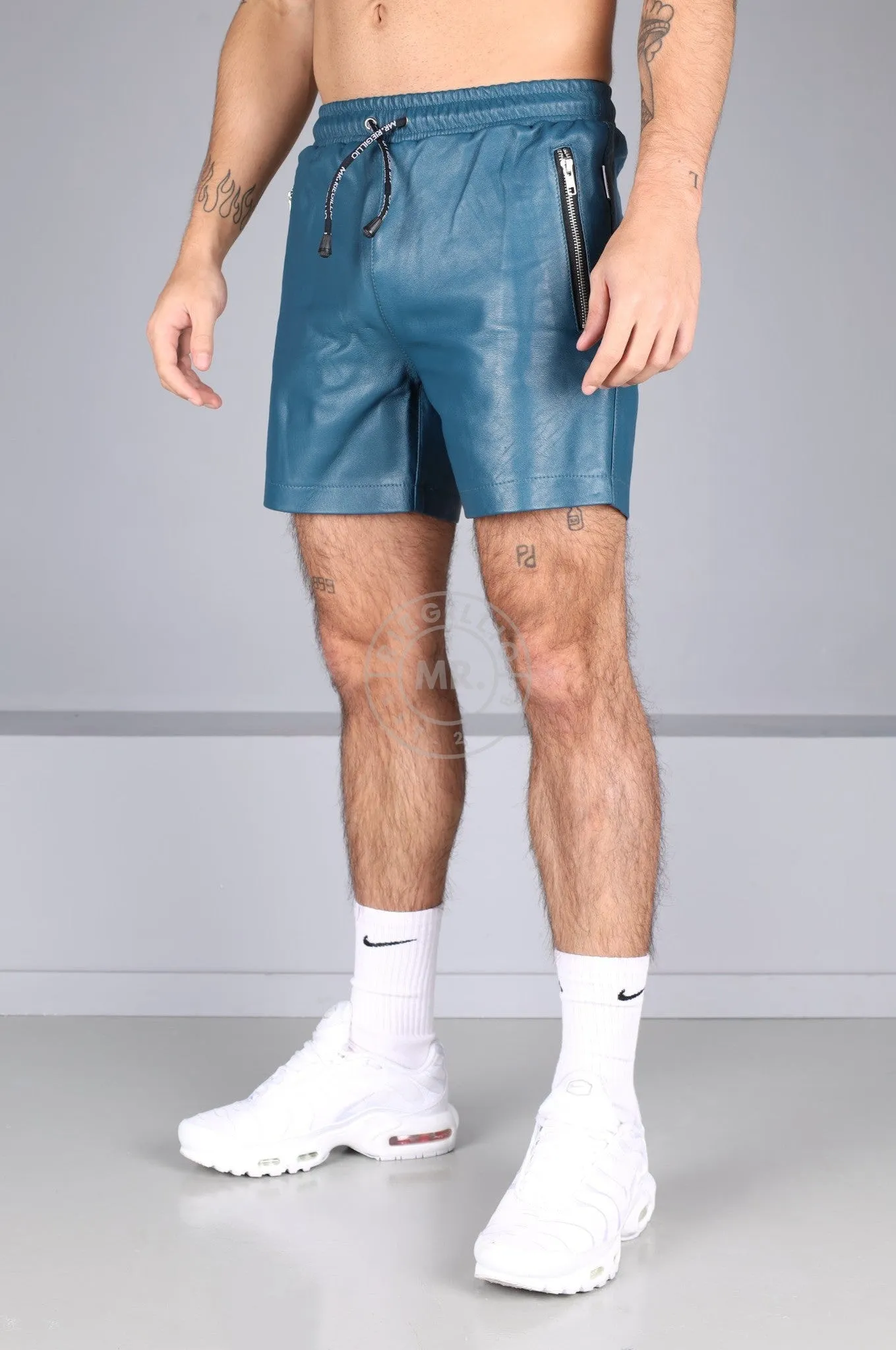 Jeans Blue Leather Track Short