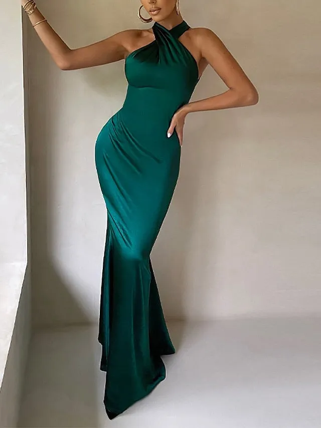 Long Elegant Long Bodycon Halter Evening Dress