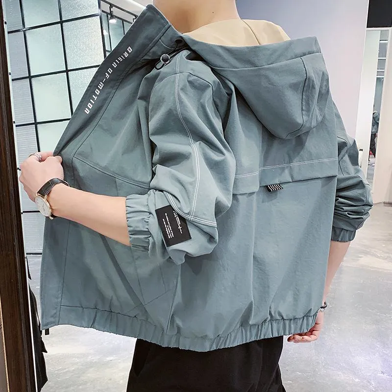 Loose Fit Sports Casual Raincoat Hooded Jacket