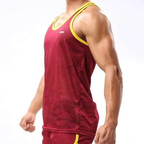 Men's Breathable Sweat Sports Vest Casual Mesh Fitness Running Athletic Tank Tops