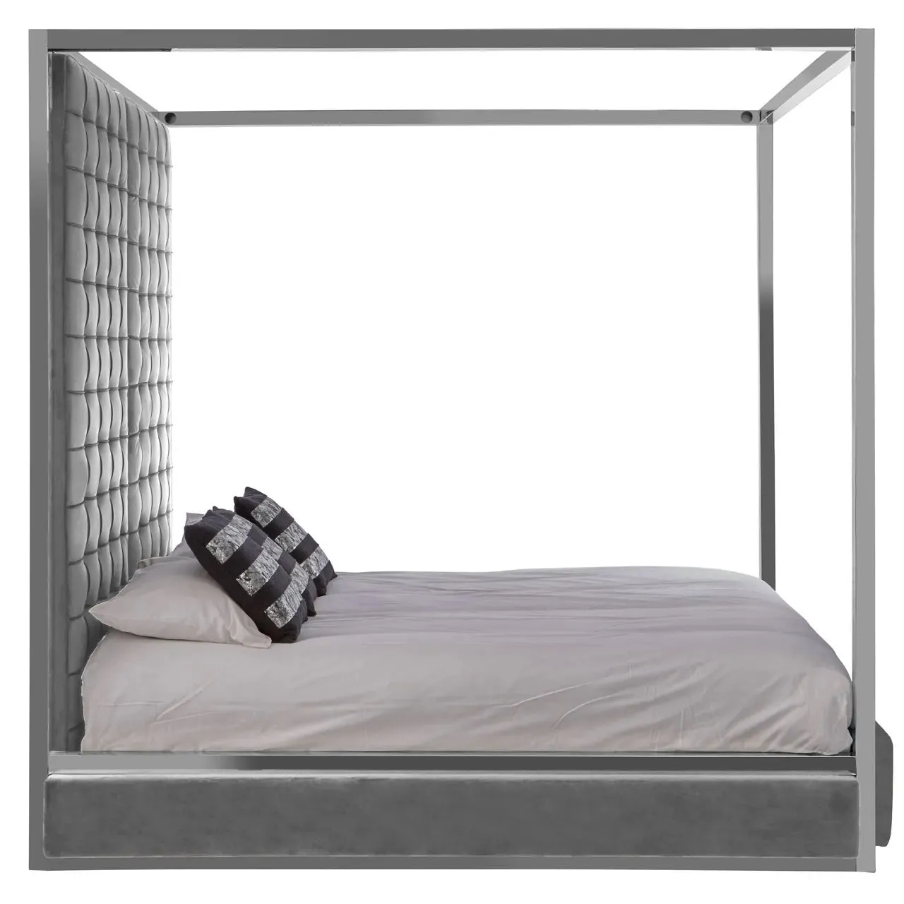 MONACO GREY VELVET BED