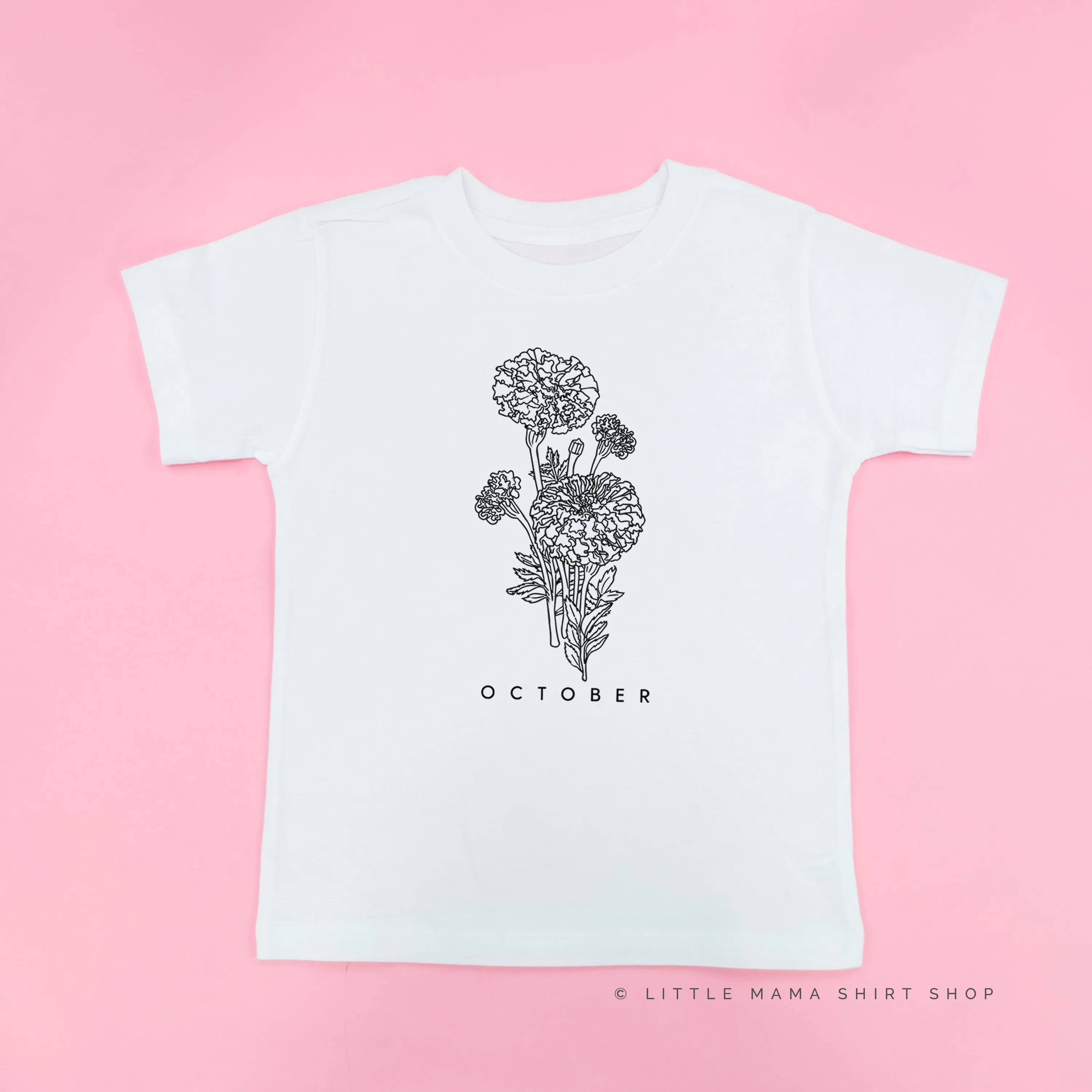 OCTOBER BIRTH FLOWER - Marigold - Short Sleeve Child Shirt