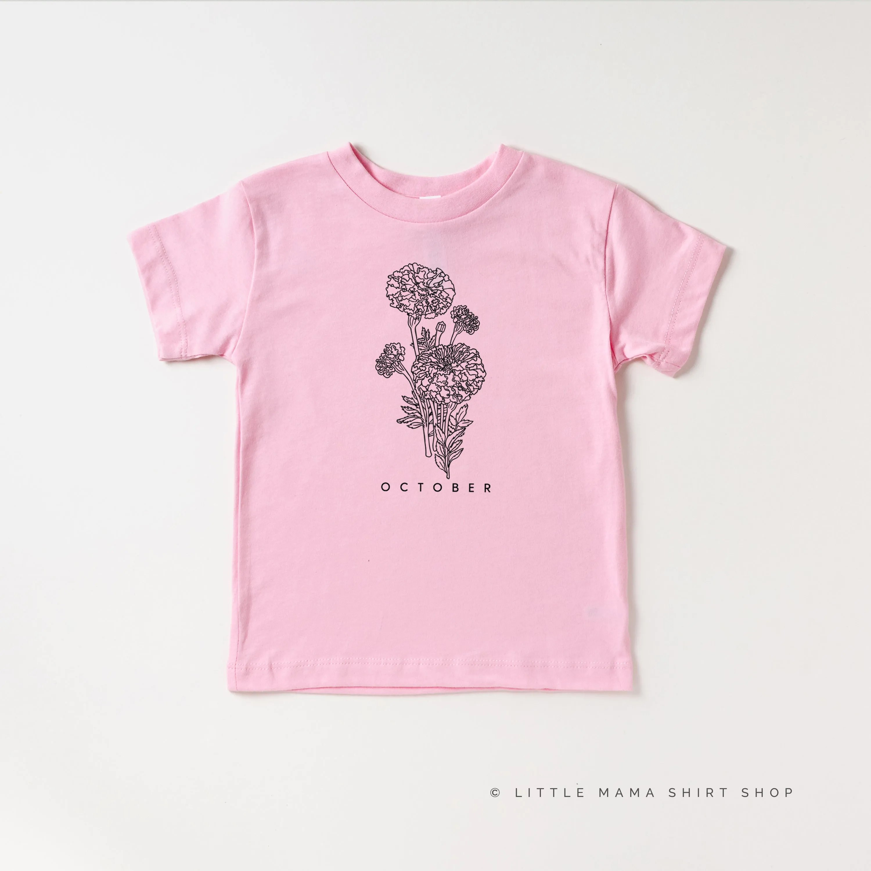 OCTOBER BIRTH FLOWER - Marigold - Short Sleeve Child Shirt