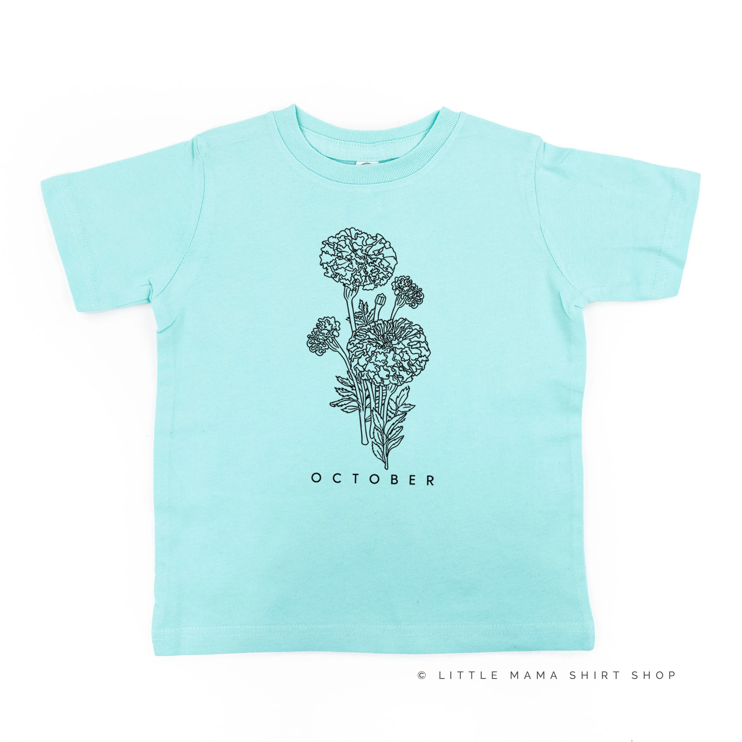 OCTOBER BIRTH FLOWER - Marigold - Short Sleeve Child Shirt