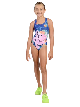 One piece cross back swimwear for girls