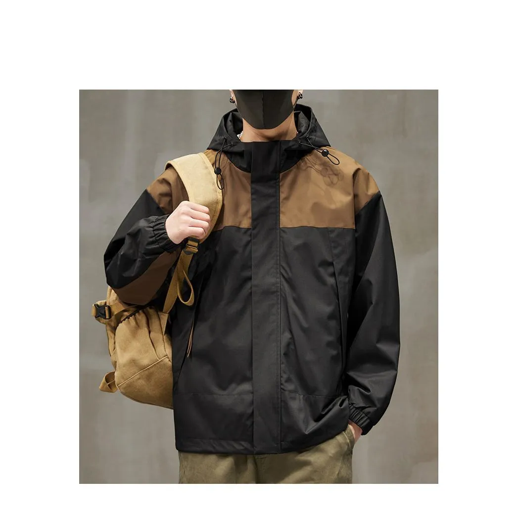 Outdoor Stain-Resistant Full Zip Raincoat Hooded Jacket