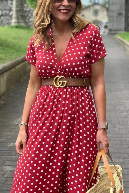 Polka Dot Wrap Maxi Dress