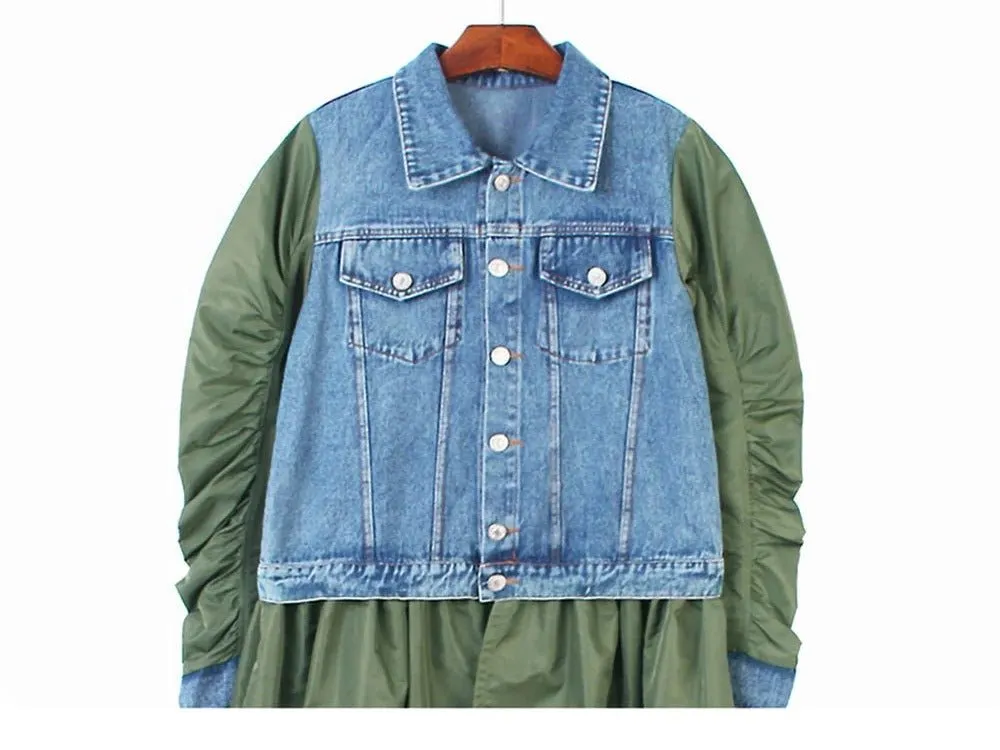 Pre Order:  Denim Cuffs Vest Loose Coat