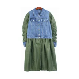 Pre Order:  Denim Cuffs Vest Loose Coat