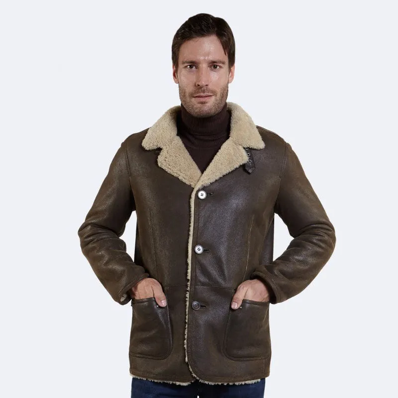 Rfx Leather: Best Winter Olive Floyd Sheepskin Jacket for Men