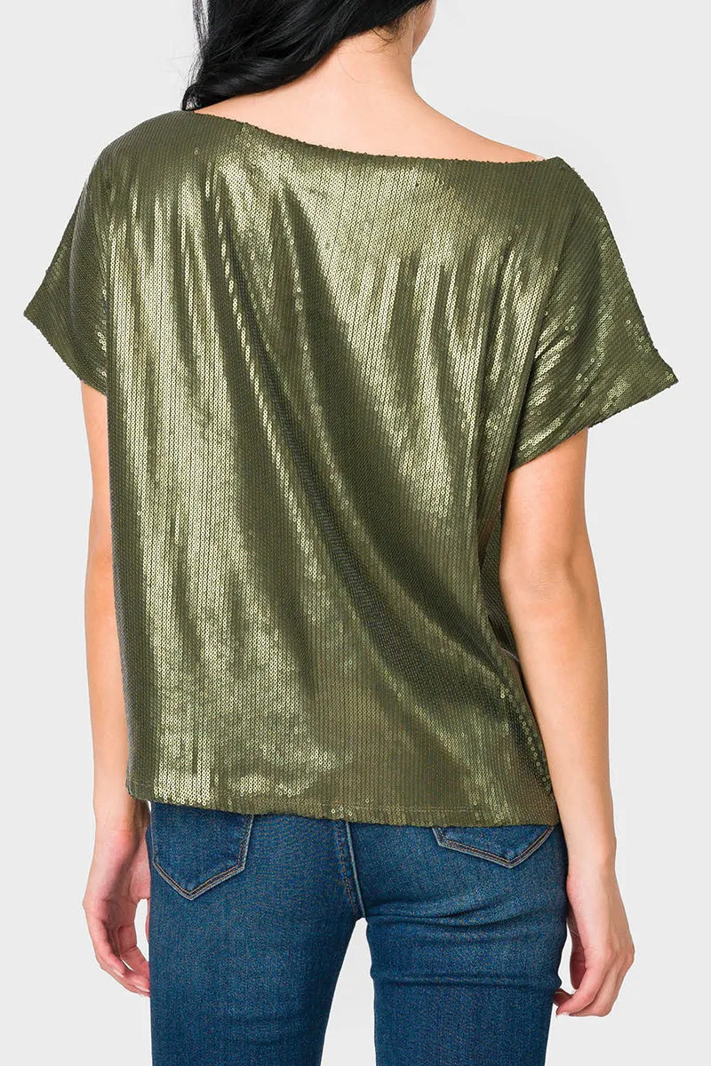 Sequin Off Shoulder Tee