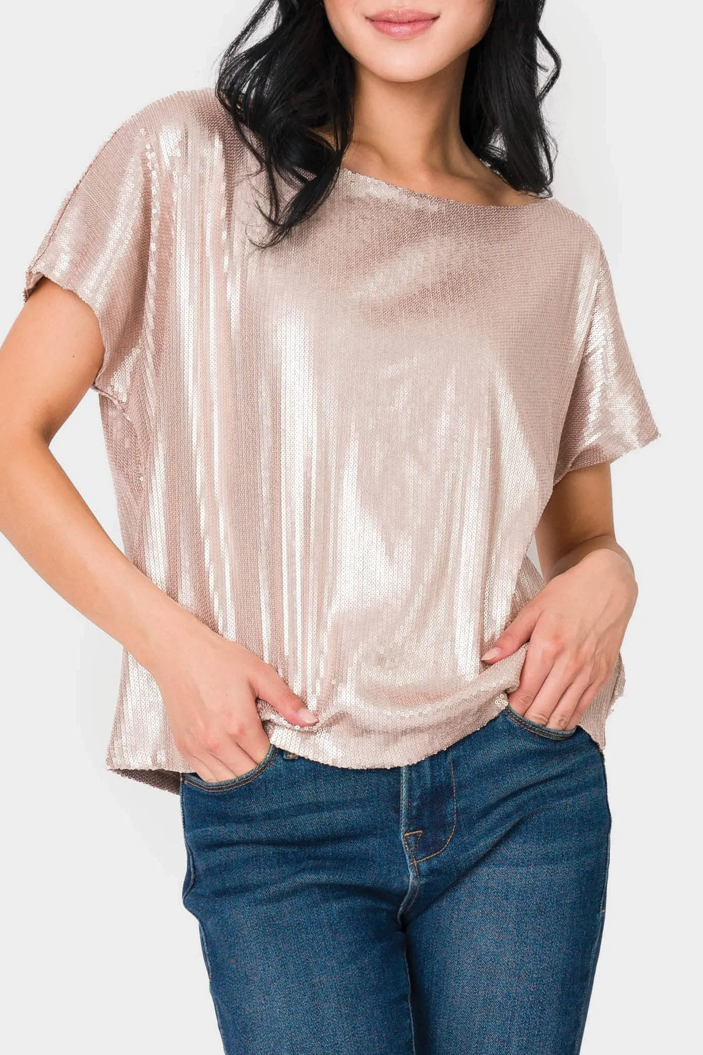 Sequin Off Shoulder Tee