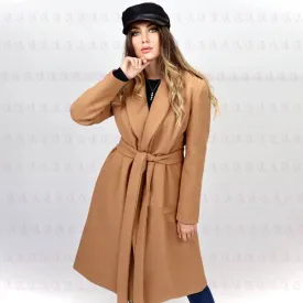 Simple Camel Coat With Belt