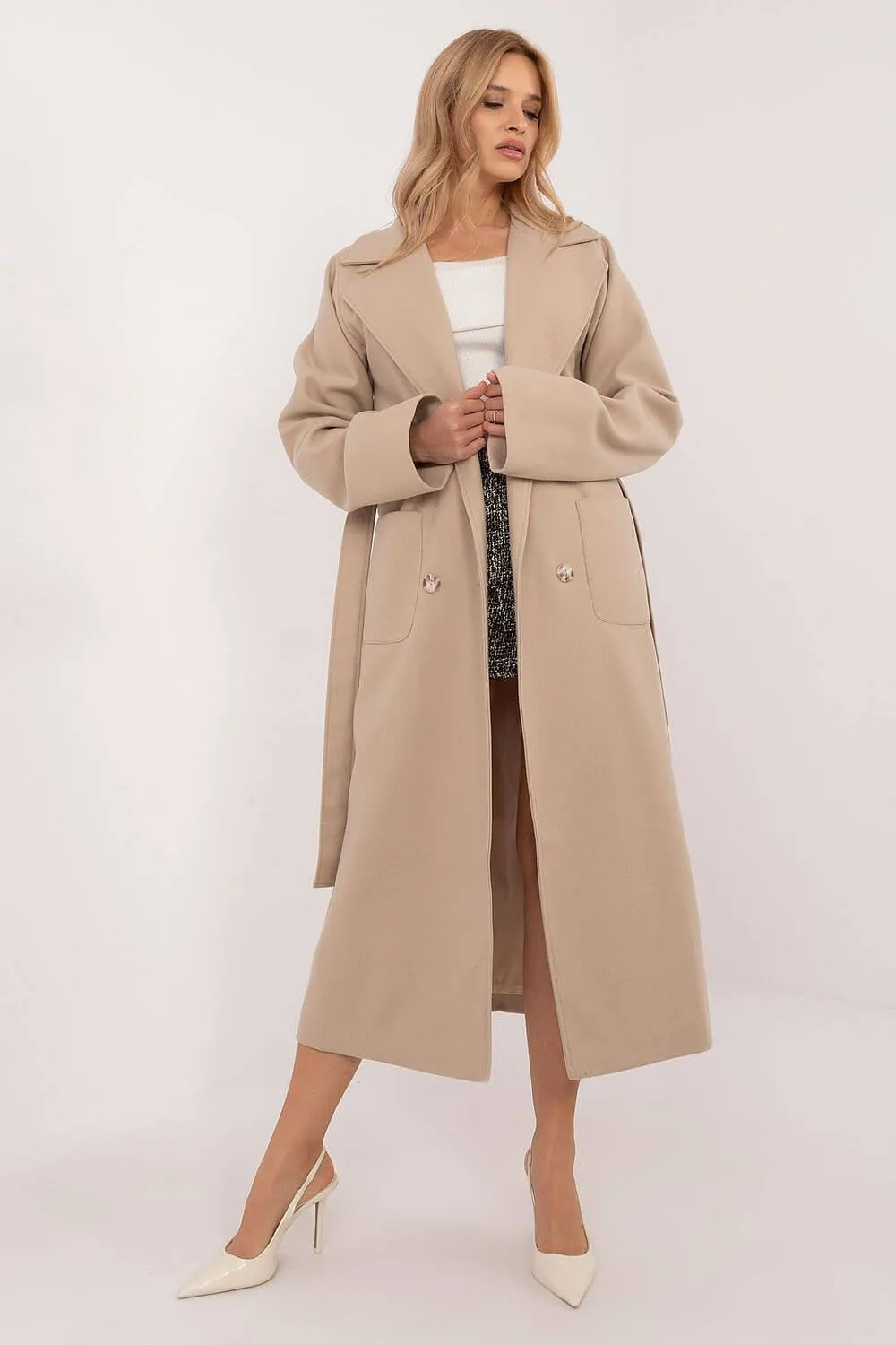 Sophisticated Layers: Women's Long Wool Blend Coat