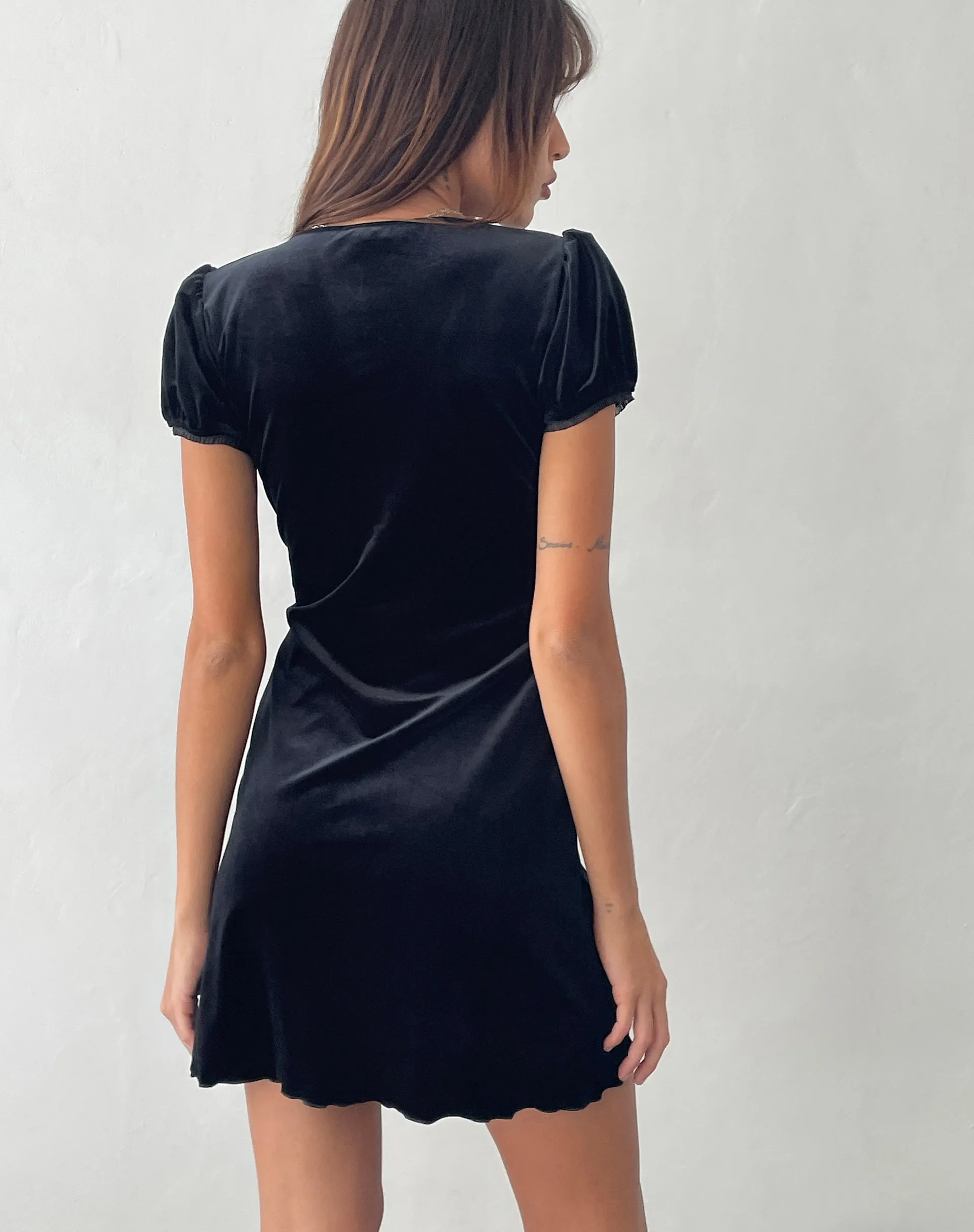 Tabitha Mini Dress in Black Velvet