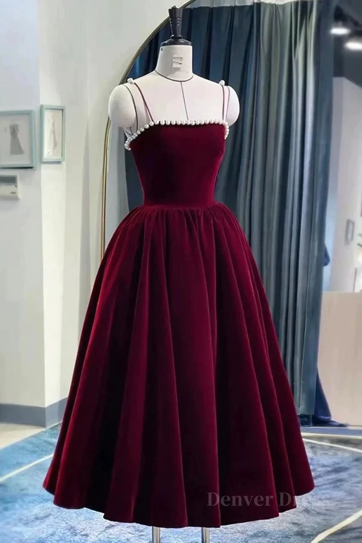 Tea Length Velvet Prom Dresses Velvet Tea Length Formal Homecoming Dresses